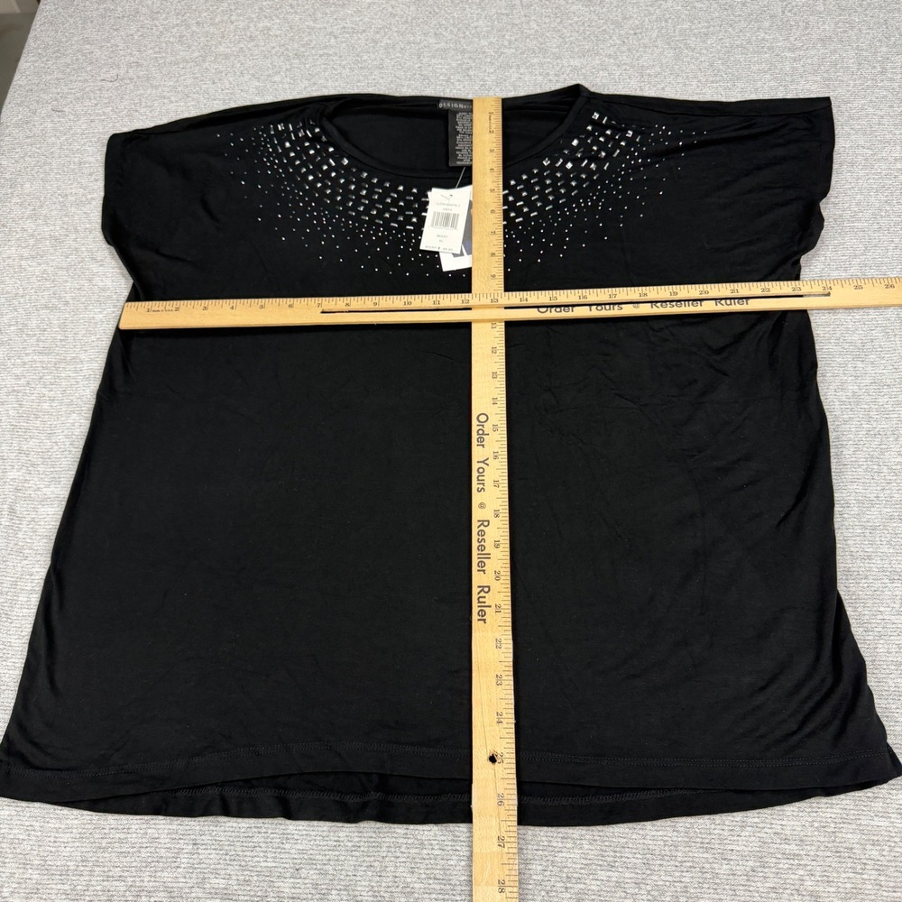 Design History Onyx Black Embellished Studded Neckline Top Missy XL MSRP $48 - Picture 12 of 12